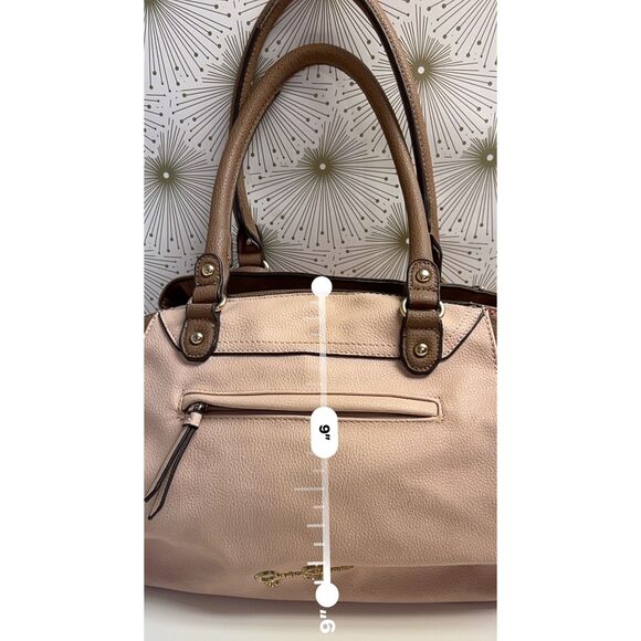 Jessica Simpson dusty pink and brown pebbled vegan leather satchel - Picture 5 of 10